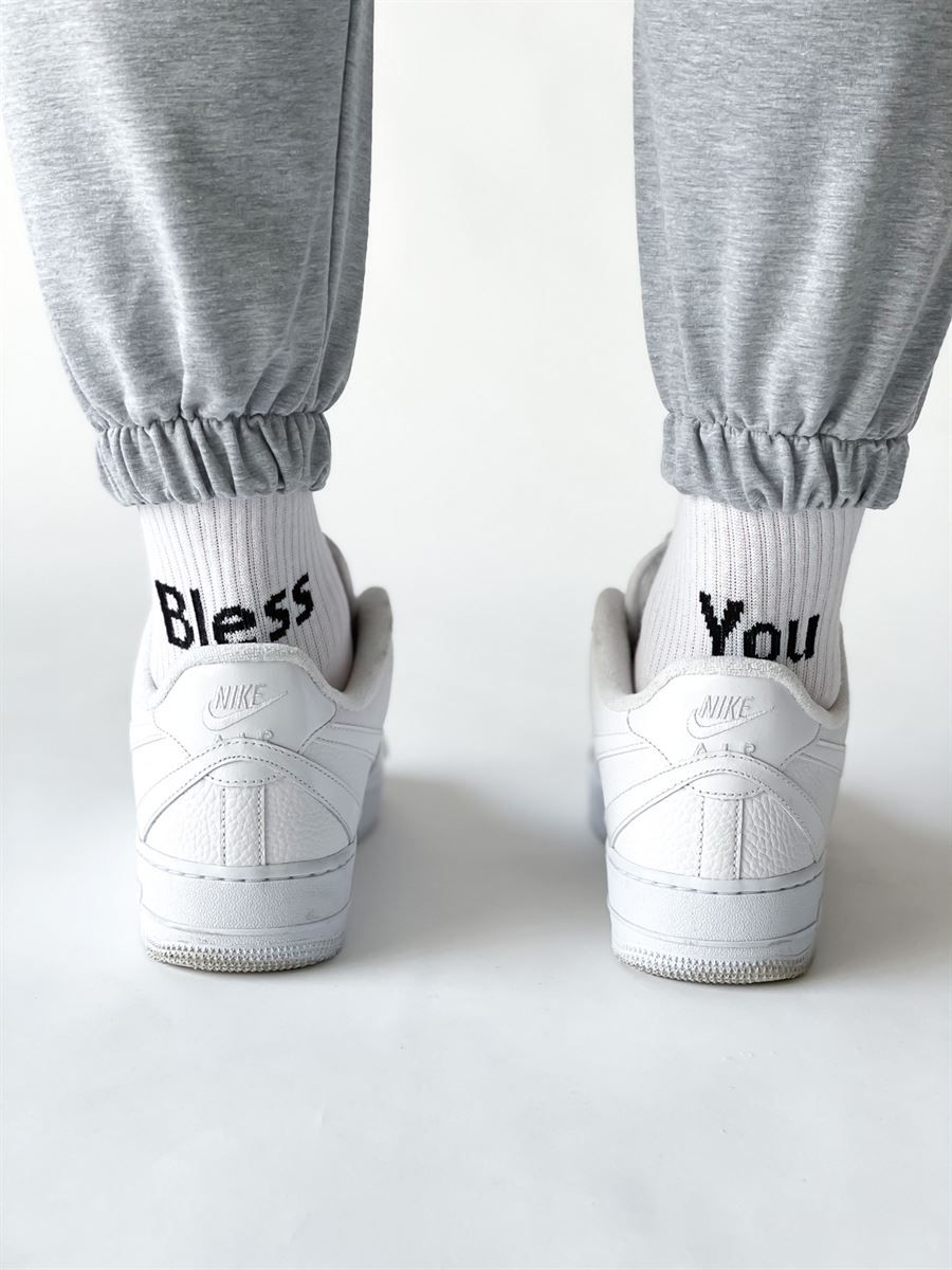 STD Bless You Beyaz Çorap