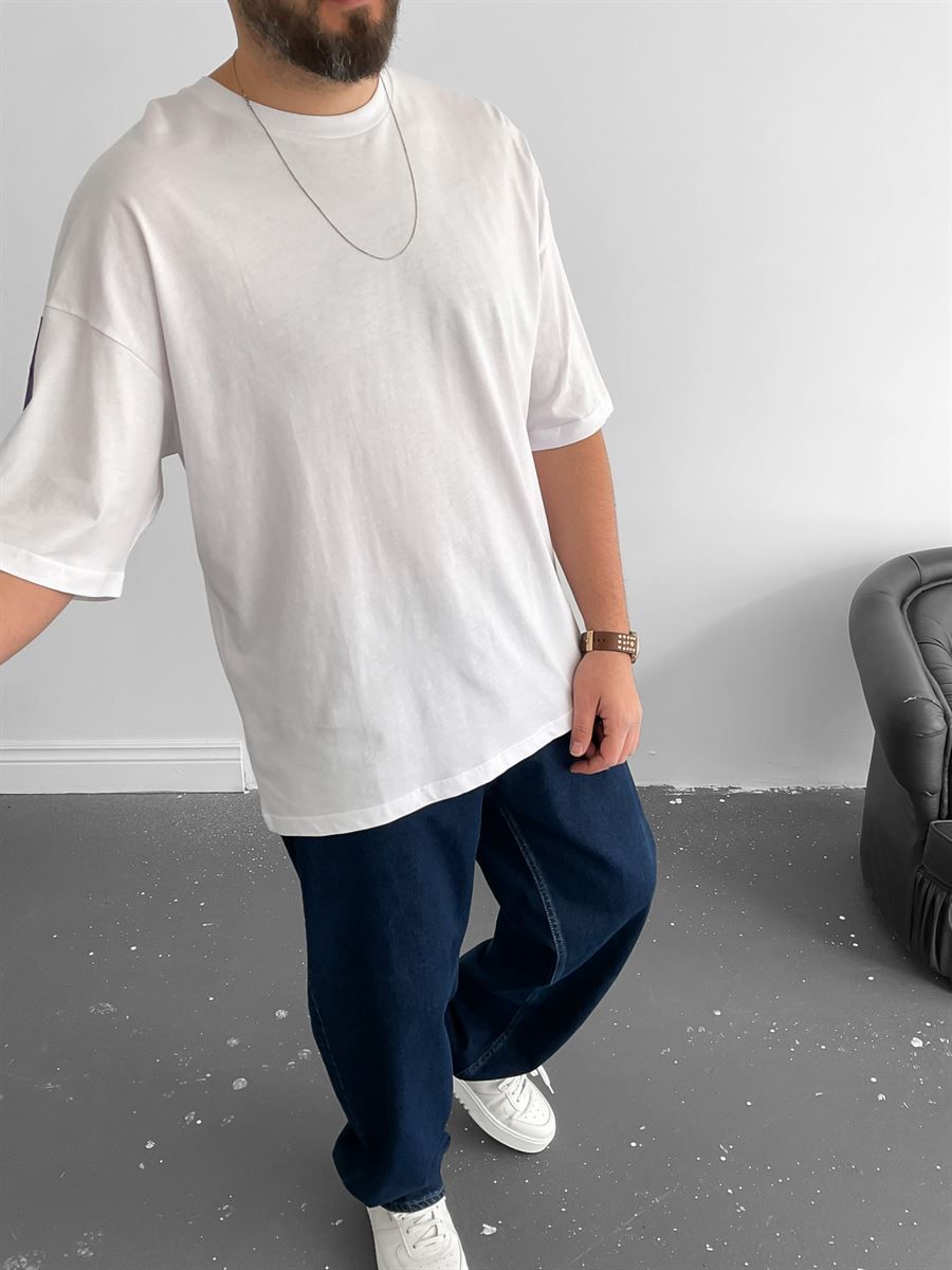 Beyaz Selected Sırt Baskılı T-Shirt B-1046