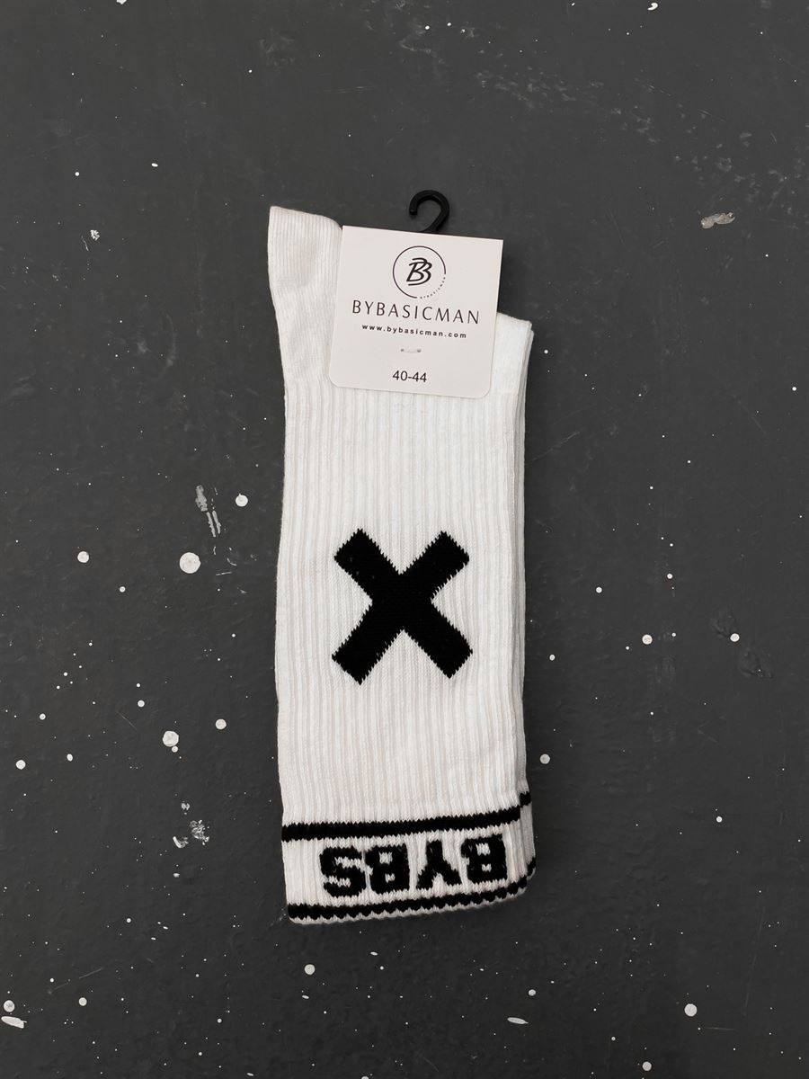 Beyaz X Baskılı Çorap