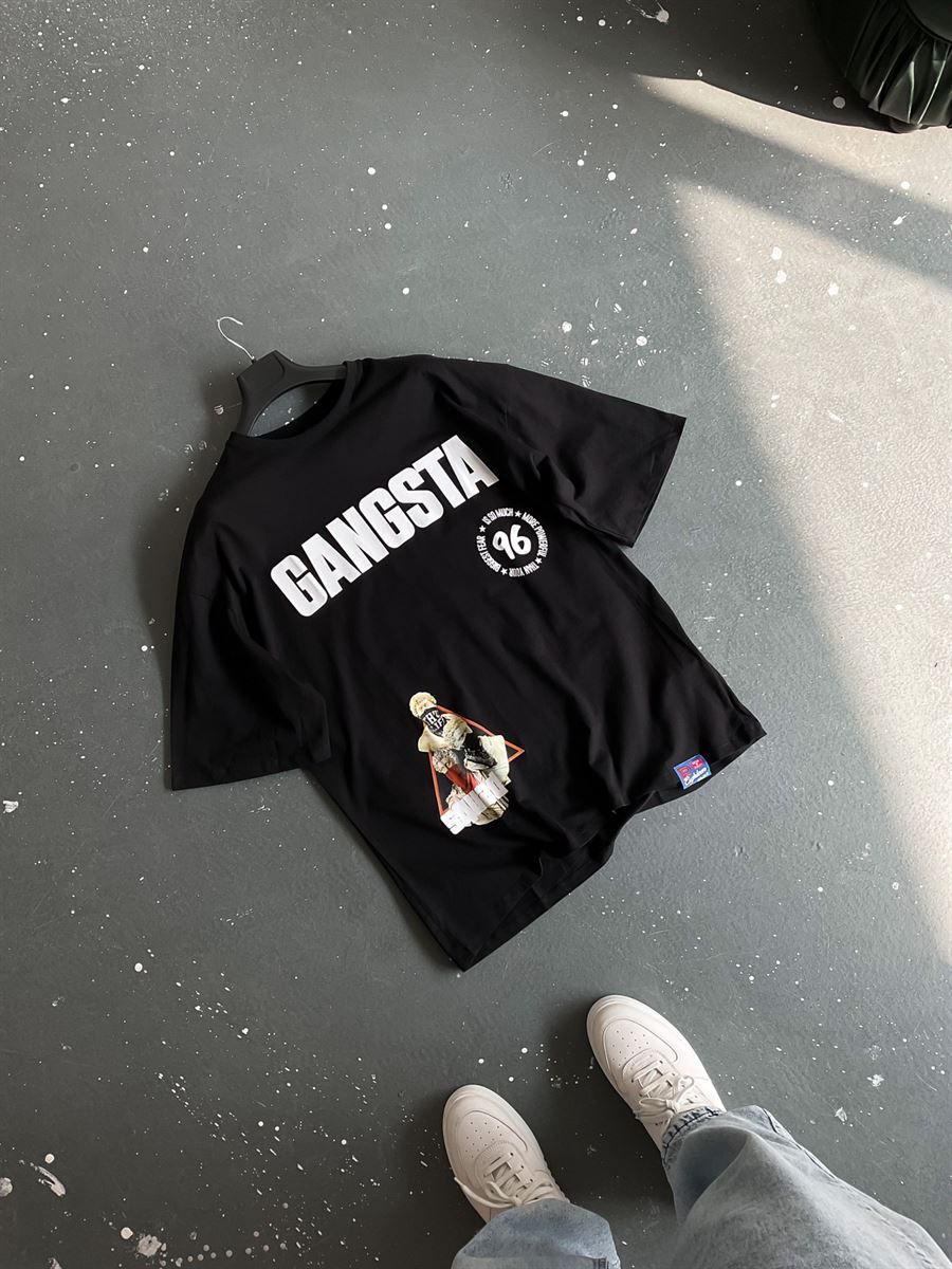 Siyah Gangsta Baskılı T-Shirt ET-0002