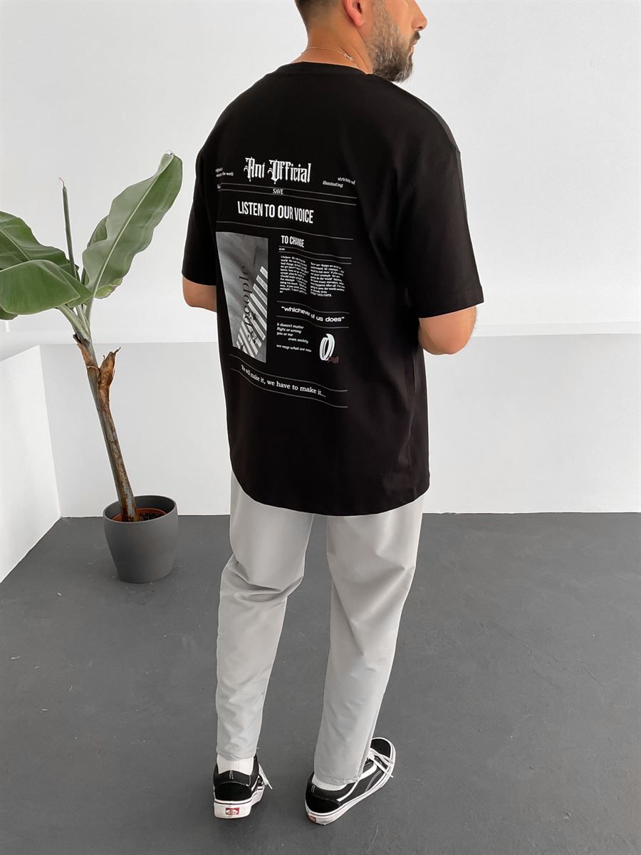 Siyah Voice Baskılı T-Shirt BLA-035
