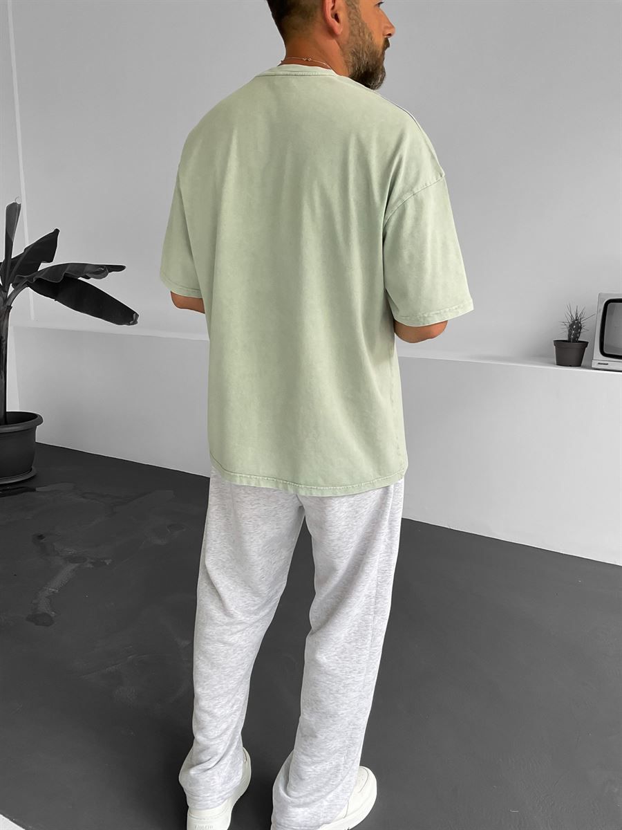 Yeşil Yıkamalı Basic T-Shirt BY-1253