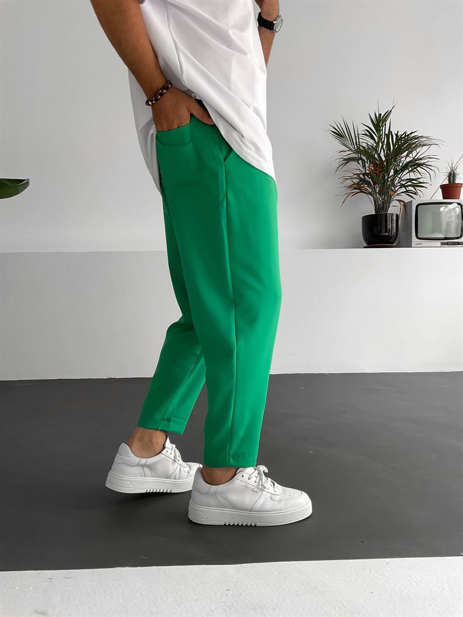 Yeşil Bol Kesim Basic Pantolon BY-319