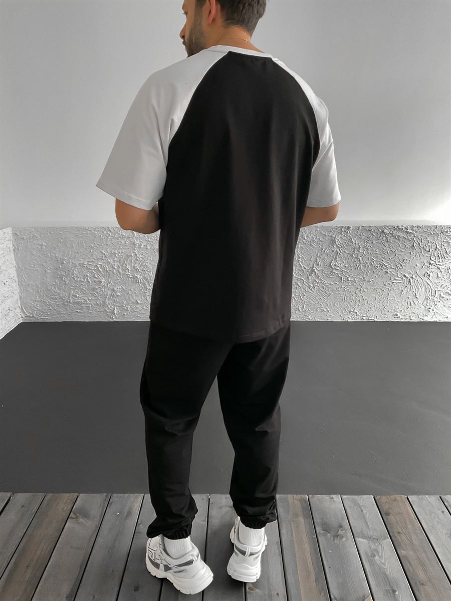Siyah Area Baskılı Oversize T-Shirt B-1047