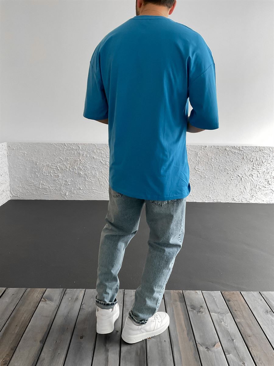 Mavi South Baskılı Oversize T-Shirt B-1054