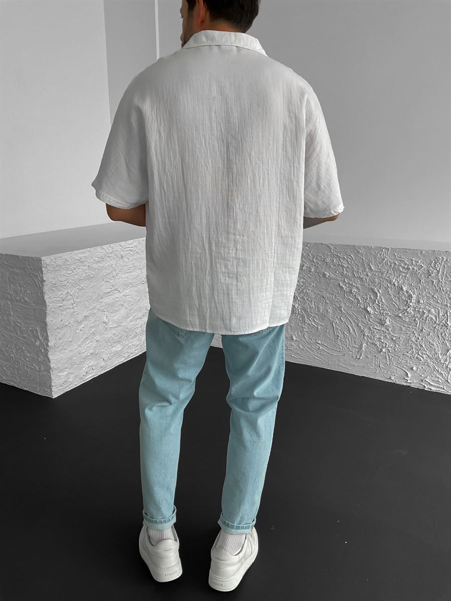 Beyaz Yarasa Kol Oversize Gömlek C-1480-21