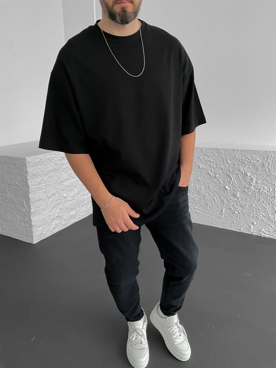 Siyah Kalın Basic Oversize T-Shirt BS-020