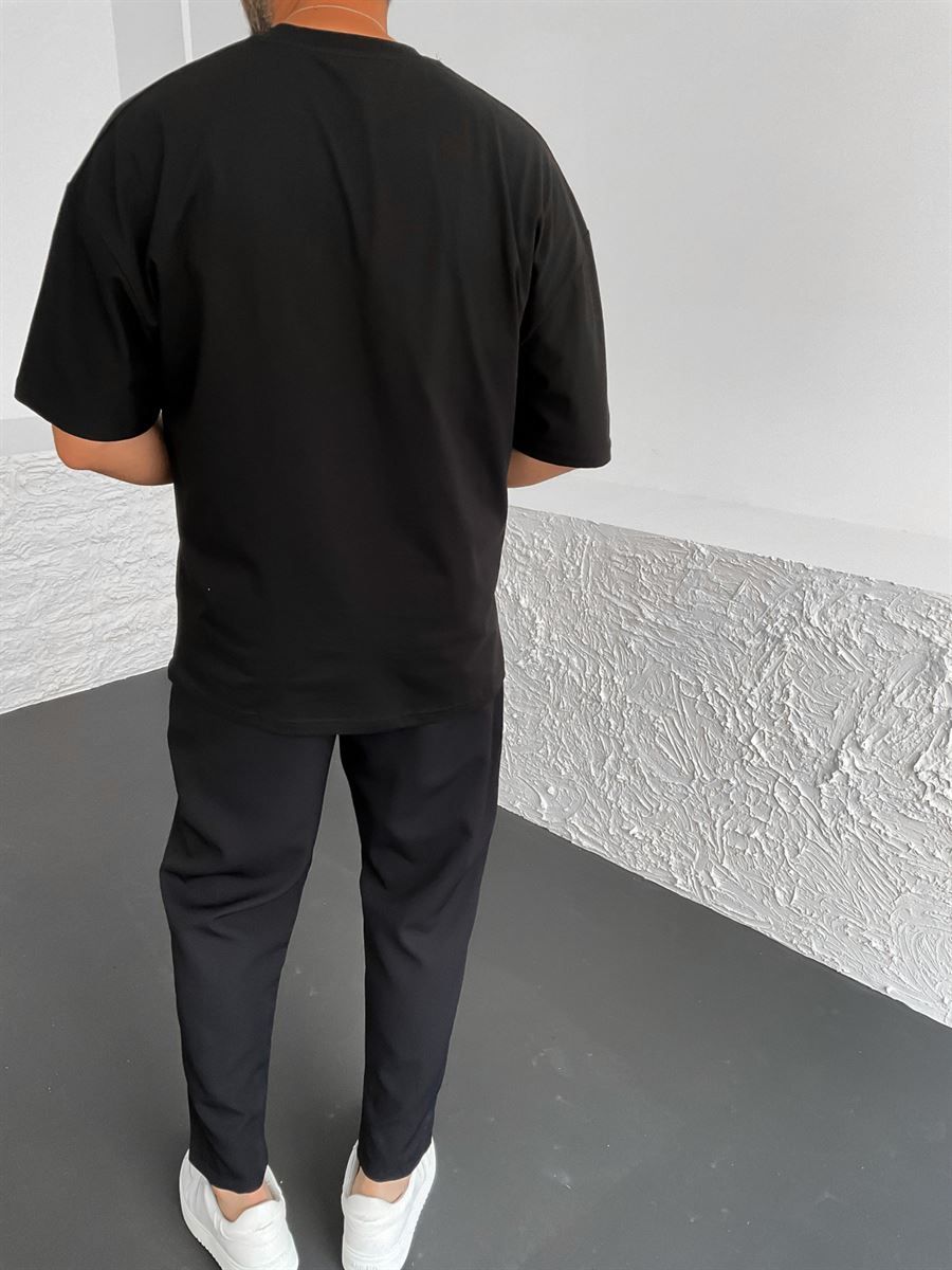Siyah Amorphs Baskılı Oversize T-Shirt PM-085