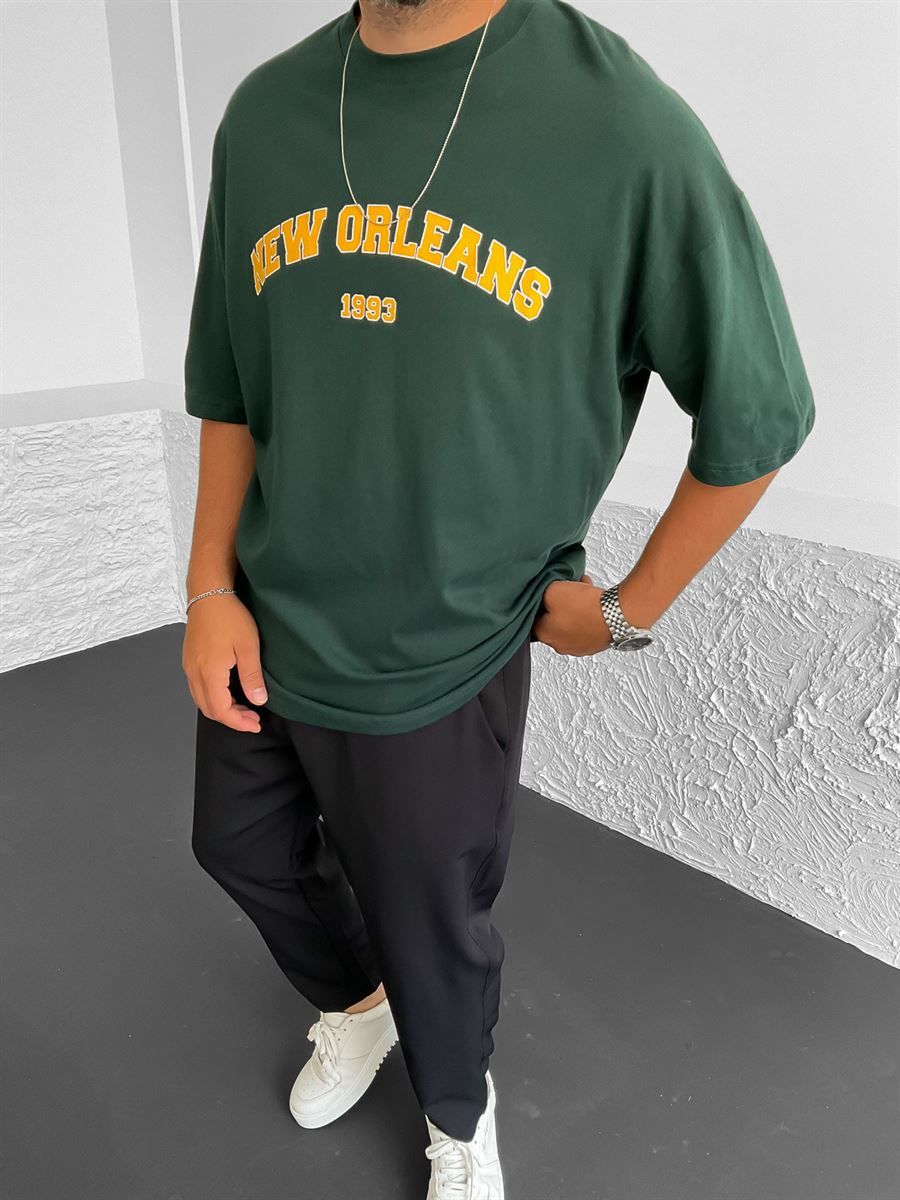 Koyu Yeşil New Orleans Baskılı T-Shirt PM-005