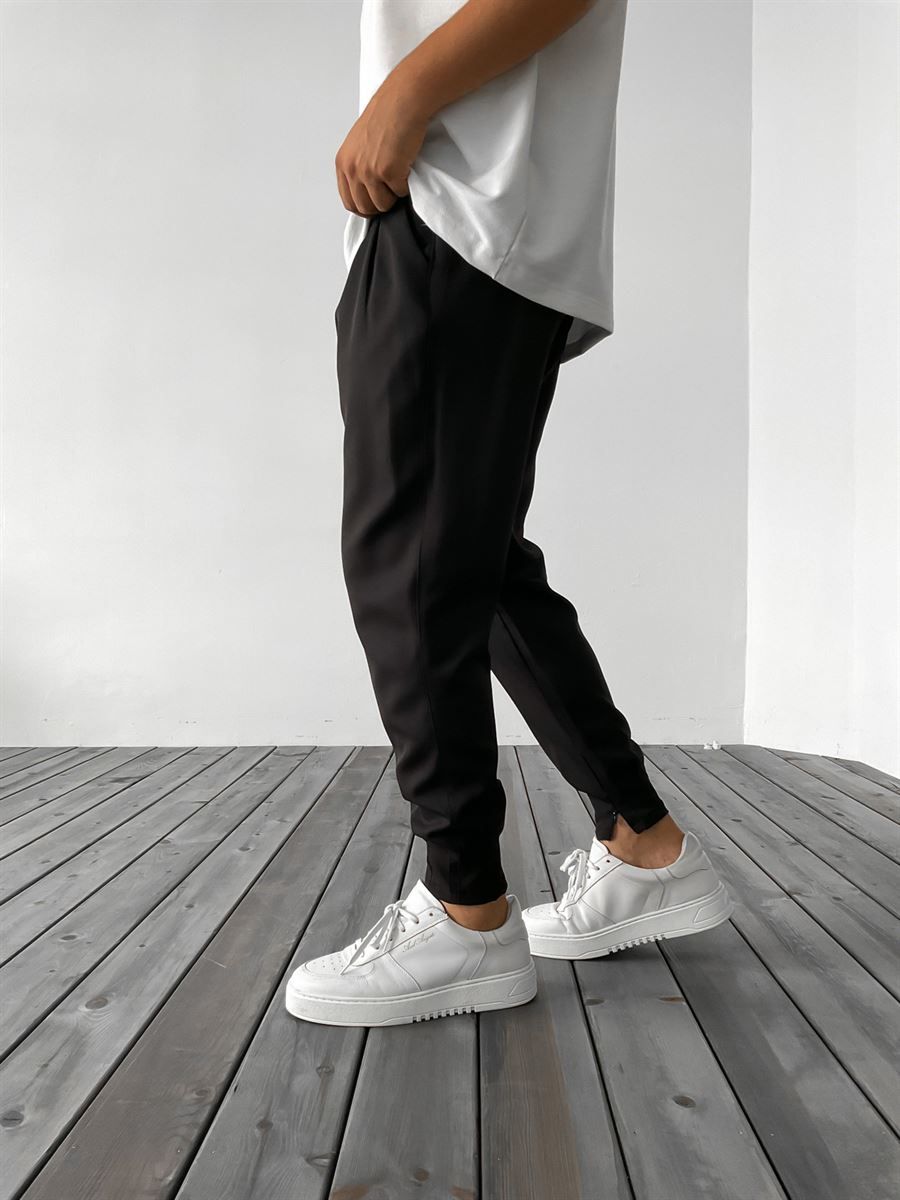 Siyah Paça Dikişli Fermuarlı Pantolon DP-EA008