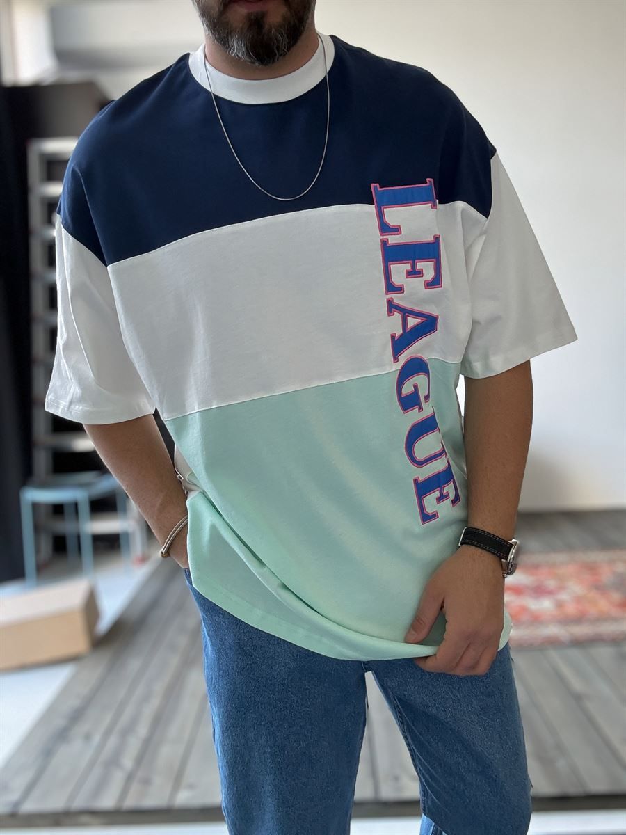 Lacivert League Nakışlı T-Shirt JJ-01