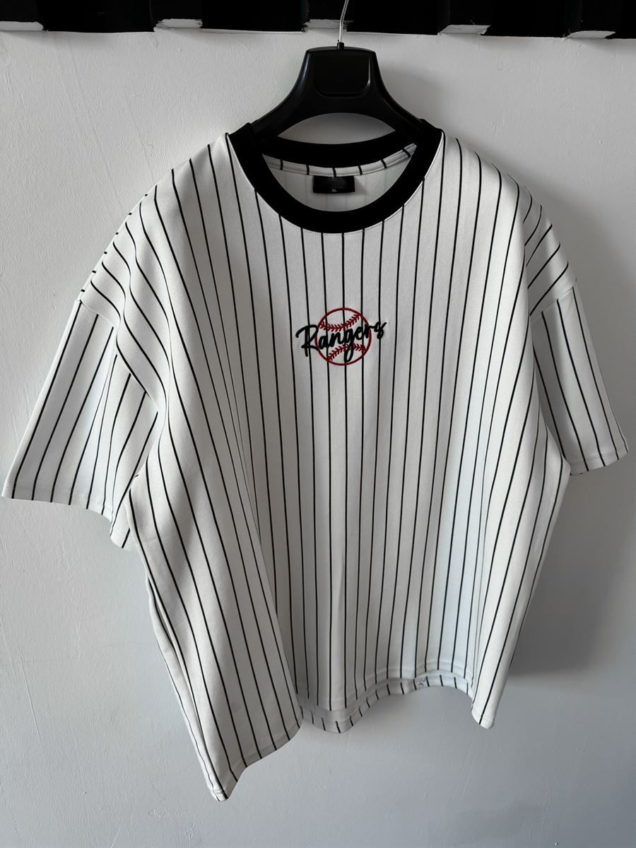 Beyaz Rangers Nakışlı Oversize T-Shirt PM-109