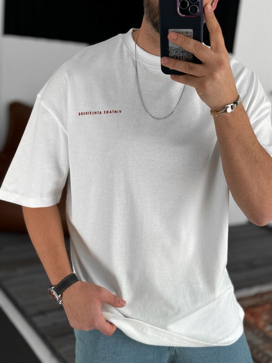 Beyaz Goodrich Baskılı Oversize T-Shirt PM-112
