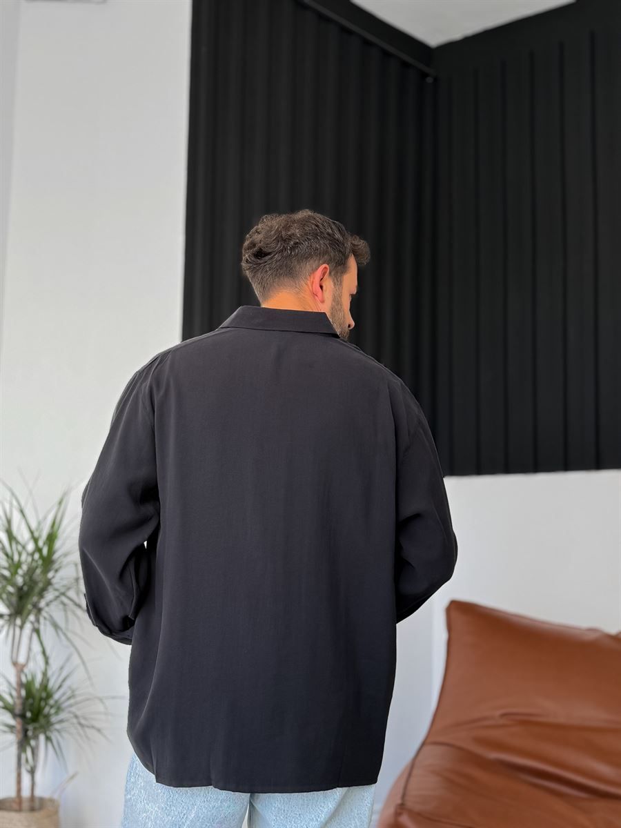 Siyah Basic Uzun Kollu Gömlek V-40-713