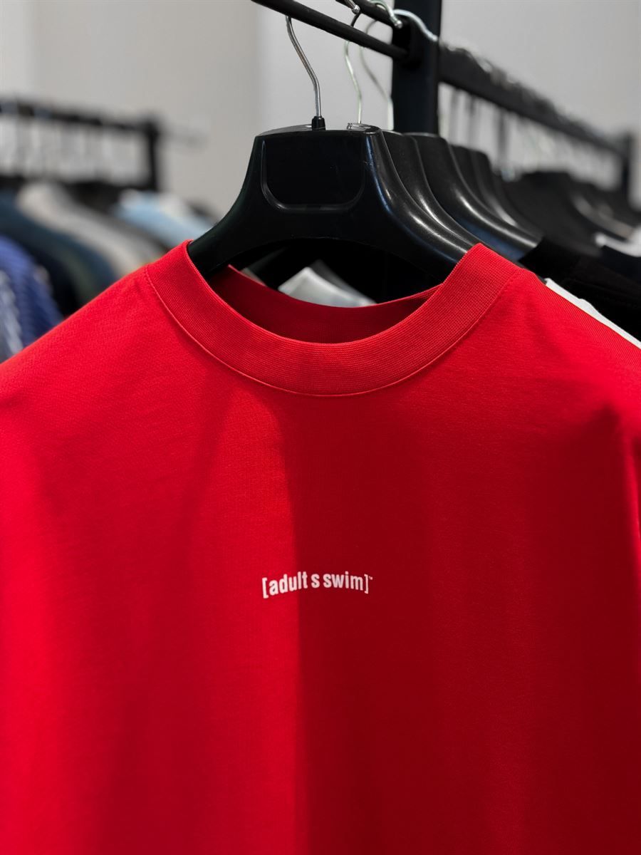 Kırmızı Adult Swim Baskılı Oversize T-Shirt BS-4021