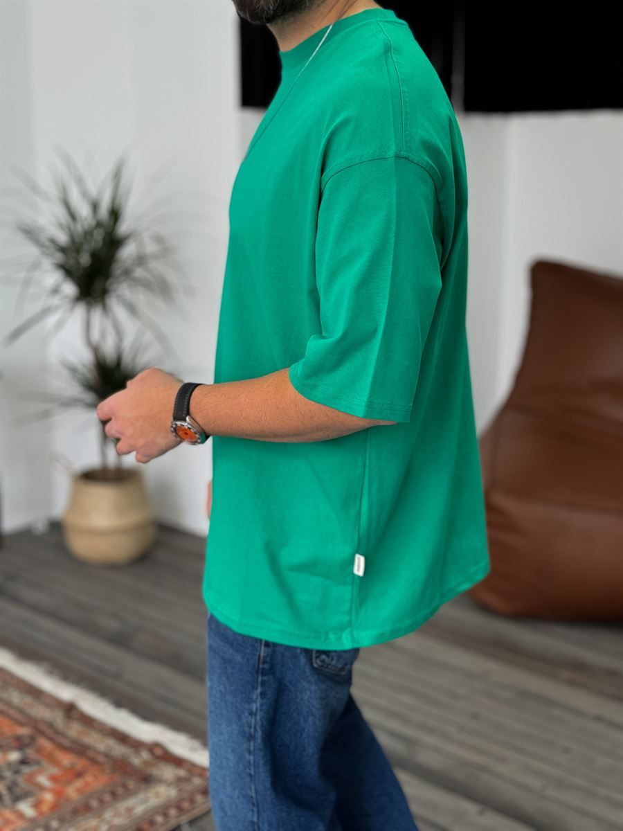 Yeşil Basic Oversize T-Shirt JJ-326