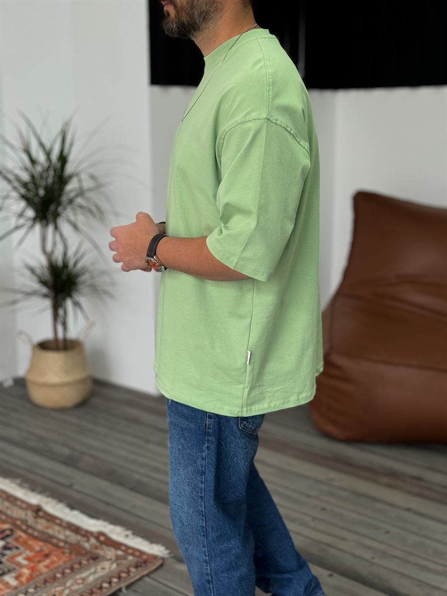 Fıstık Yeşili Basic Oversize T-Shirt JJ-326