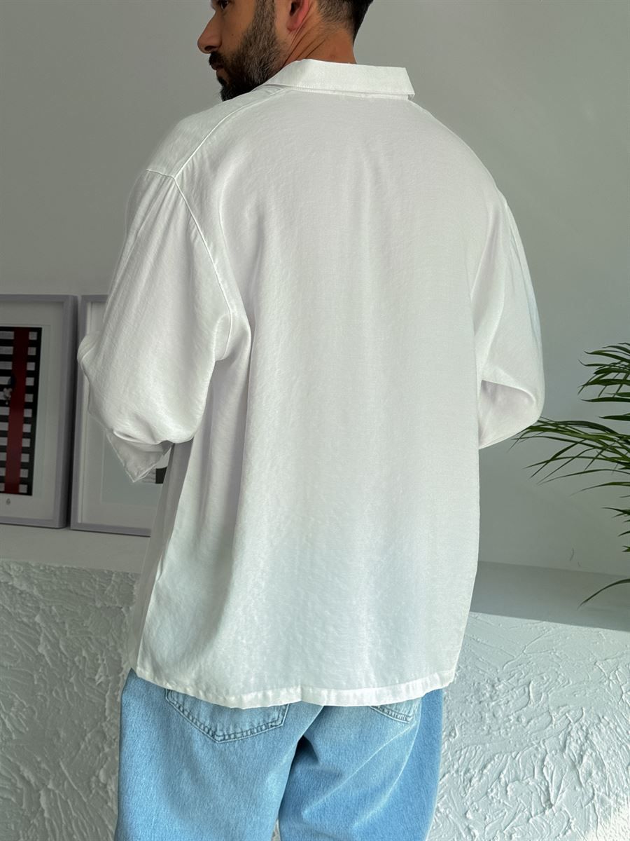 Beyaz Basic Uzun Kollu Gömlek V-40-713