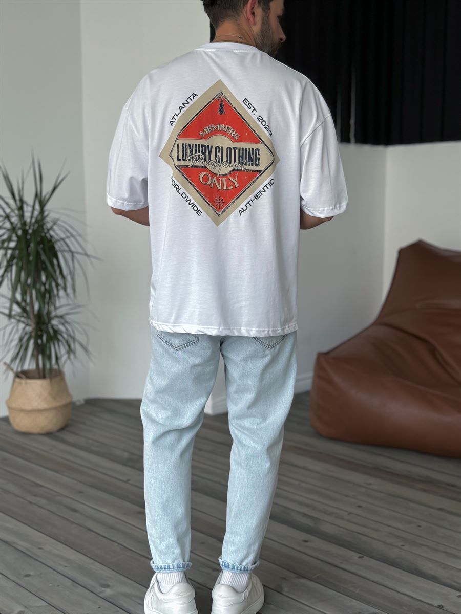 Beyaz Atlanta Baskılı T-Shirt PM-127